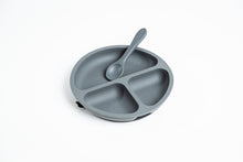 Load image into Gallery viewer, LMC Silicone Suction Divided Plate & Spoon - Dark Grey