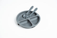 Load image into Gallery viewer, LMC Silicone Suction Divided Plate & Spoon - Dark Grey