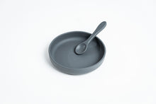 Load image into Gallery viewer, LMC Silicone Suction Plate & Spoon/Lid - Dark Grey