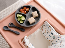 Load image into Gallery viewer, LMC Silicone Suction Divided Plate & Spoon - Dark Grey