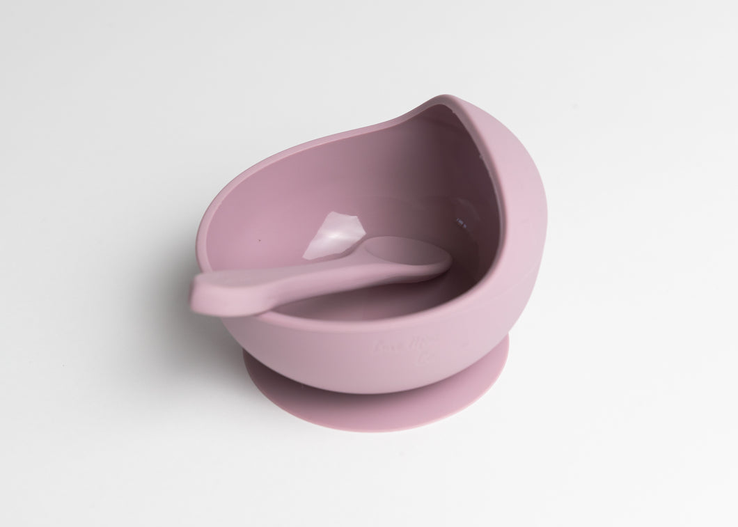 LMC Silicone Suction Bowl & Spoon - Mauve