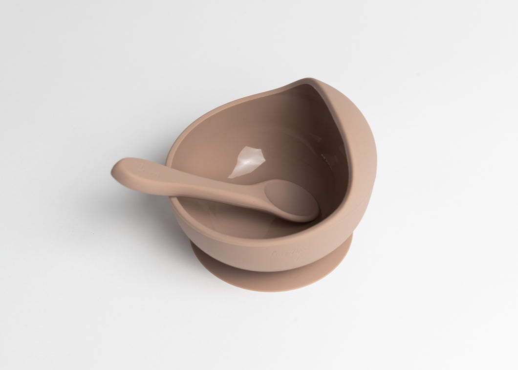 LMC Silicone Suction Bowl & Spoon - Taupe