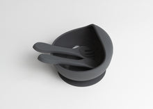 Load image into Gallery viewer, LMC Silicone Suction Bowl &amp; Spoon - Dark Grey
