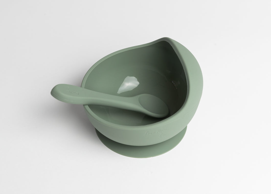 LMC Silicone Suction Bowl & Spoon - Sage