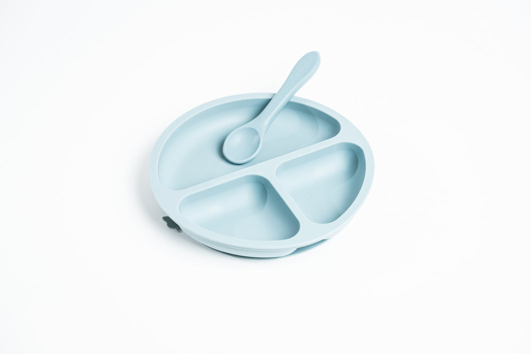 LMC Silicone Suction Divided Plate & Spoon - Ether