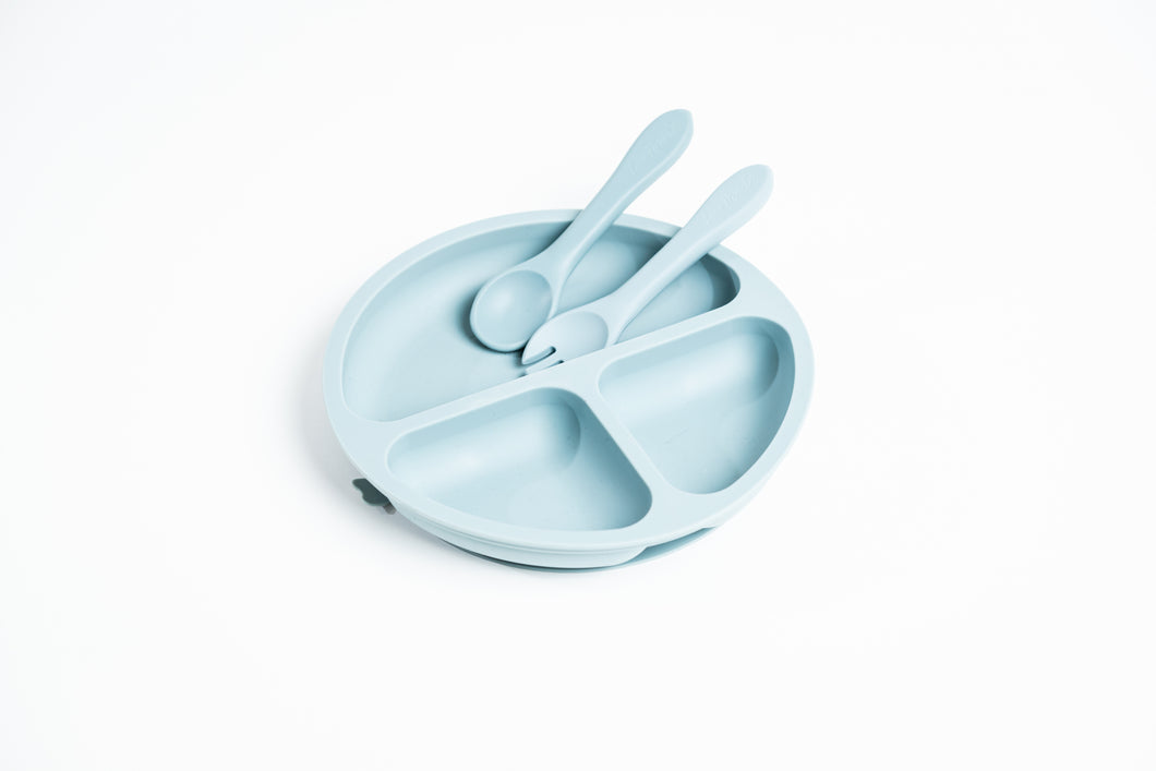 LMC Silicone Suction Divided Plate & Spoon - Ether