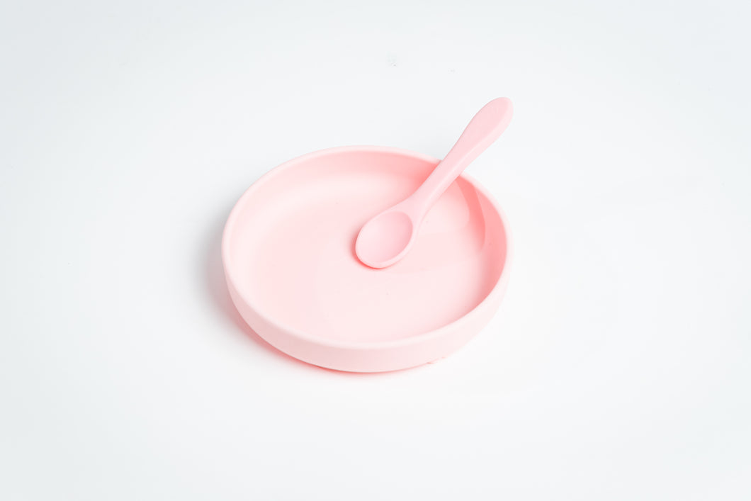 LMC Silicone Suction Plate & Spoon/Lid - Pink