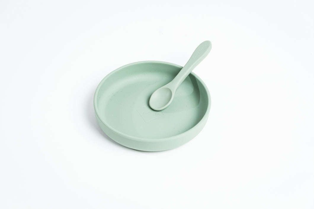 LMC Silicone Suction Plate & Spoon/Lid - Sage