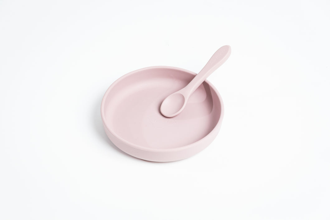 LMC Silicone Suction Plate & Spoon/Lid - Mauve