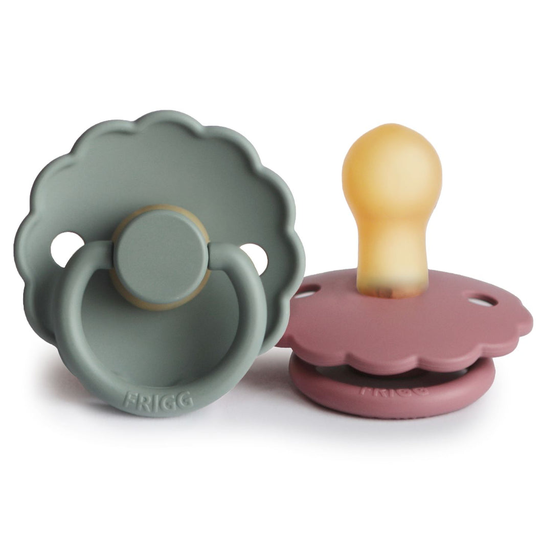 FRIGG Daisy Natural Rubber Pacifier (Lily Pad & Dusty Rose) - 2 Pack